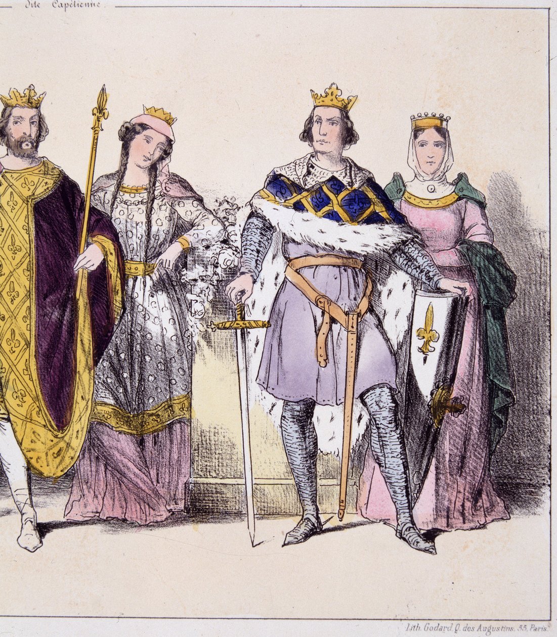 Philippe Auguste und Isabelle de Hainaut - in „La monarchie française en estampes“ von French School