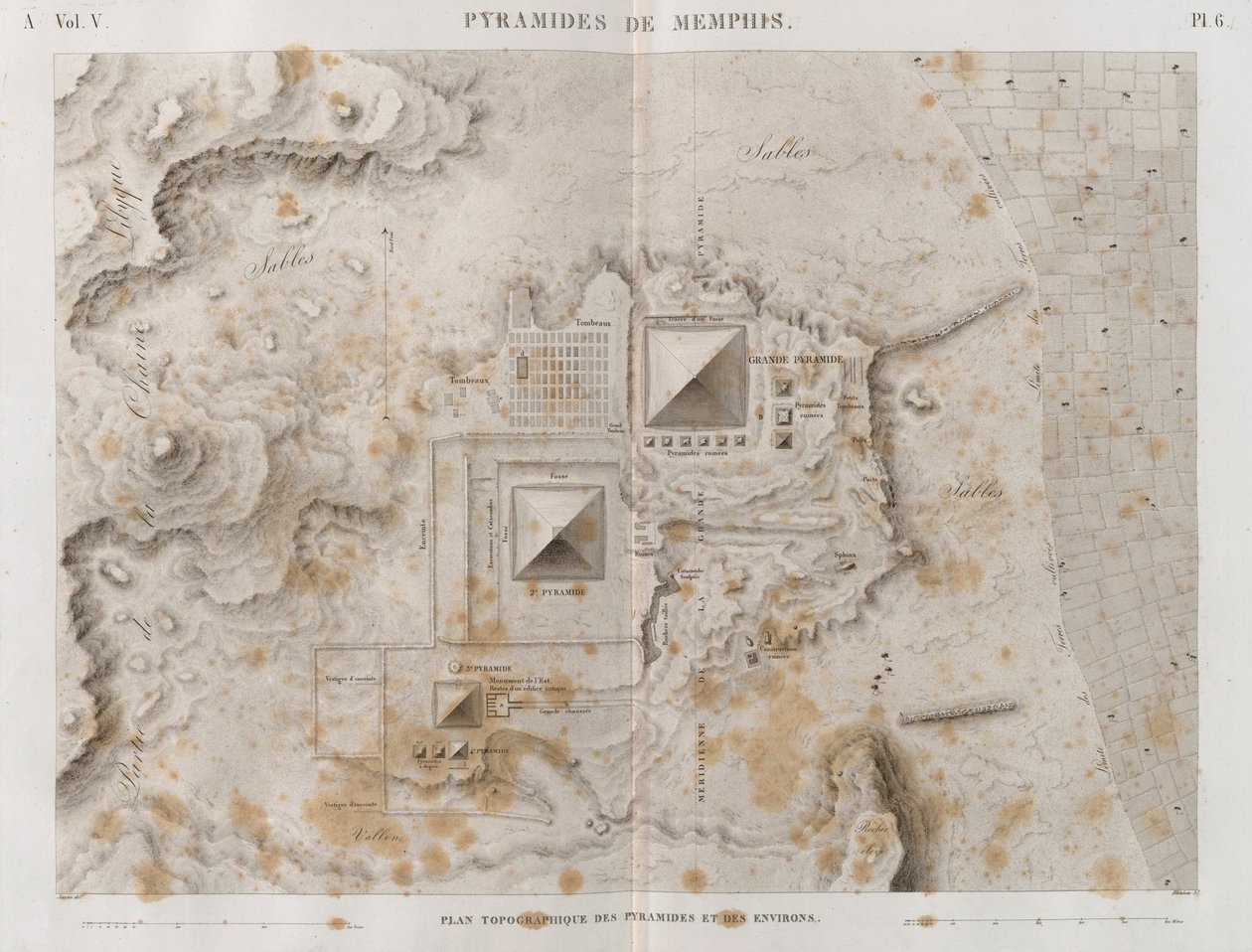 Plan der Pyramiden von Memphis und der umliegenden Gegend von French School