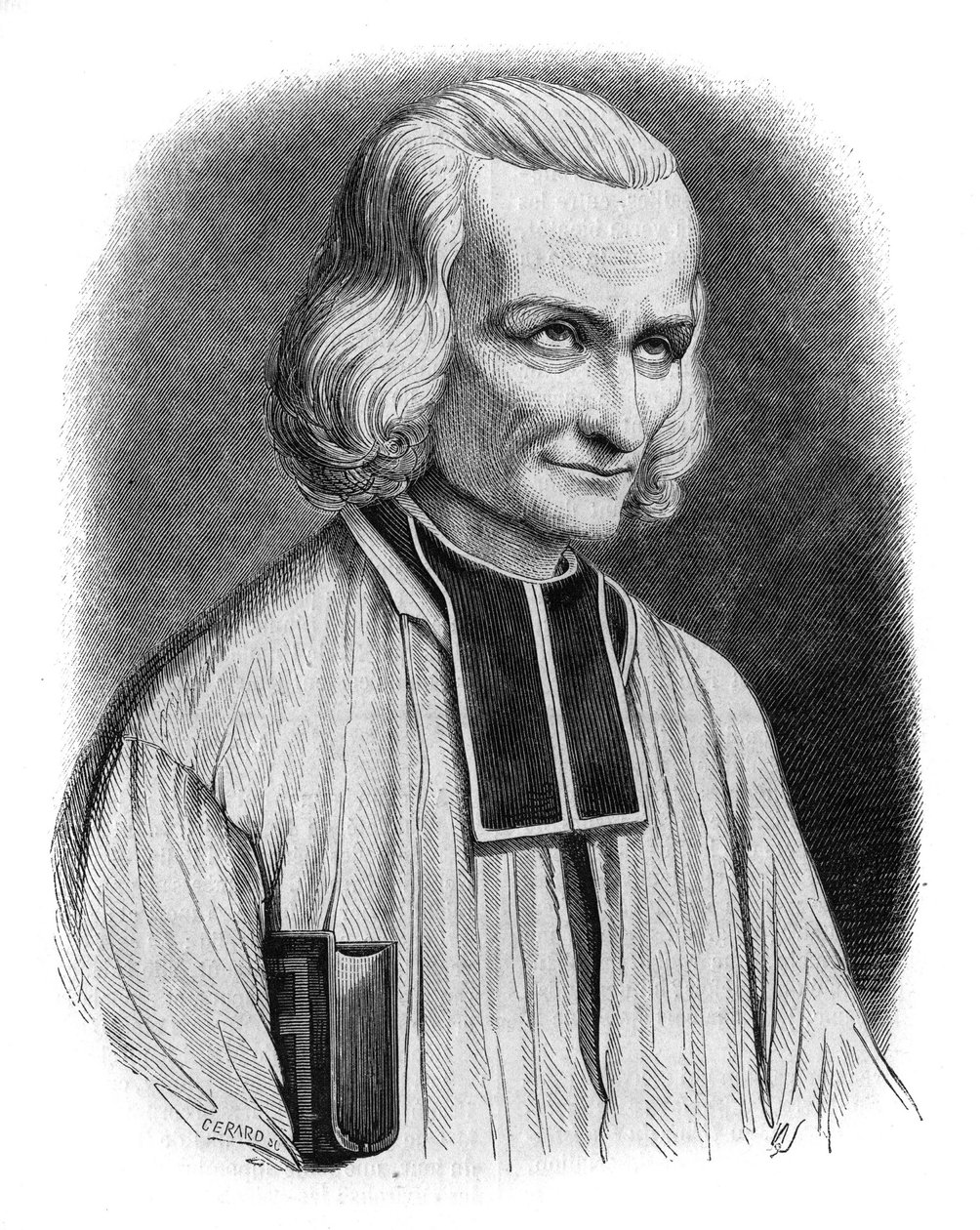 Porträt von Abbe Jean Marie Vianney, bekannt als der Pfarrer von Ars (1786-1859). Heiliggesprochen als Jean-Marie Vianney im Jahr 1925. Gravur von Cabuchet von French School