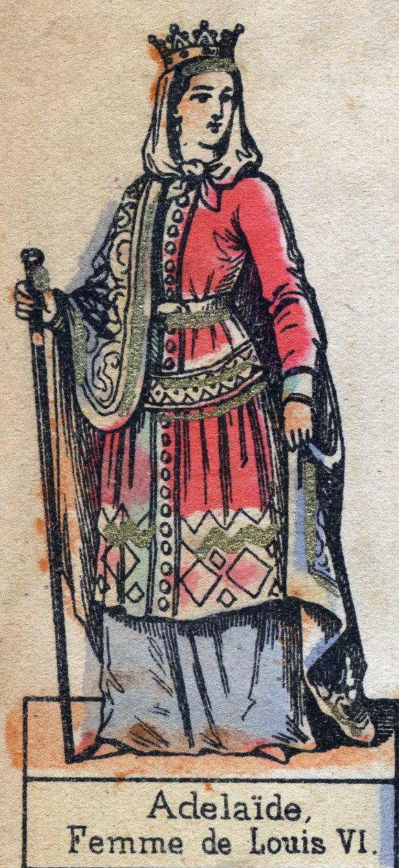 Porträt von Adèle de Savoie (Alix oder Adelaide de Maurienne) (ca. 1100-1154), Ehefrau von Ludwig VI. von Frankreich. (Kapetinger-Dynastie). Illustration Ende des 19. Jahrhunderts. von French School