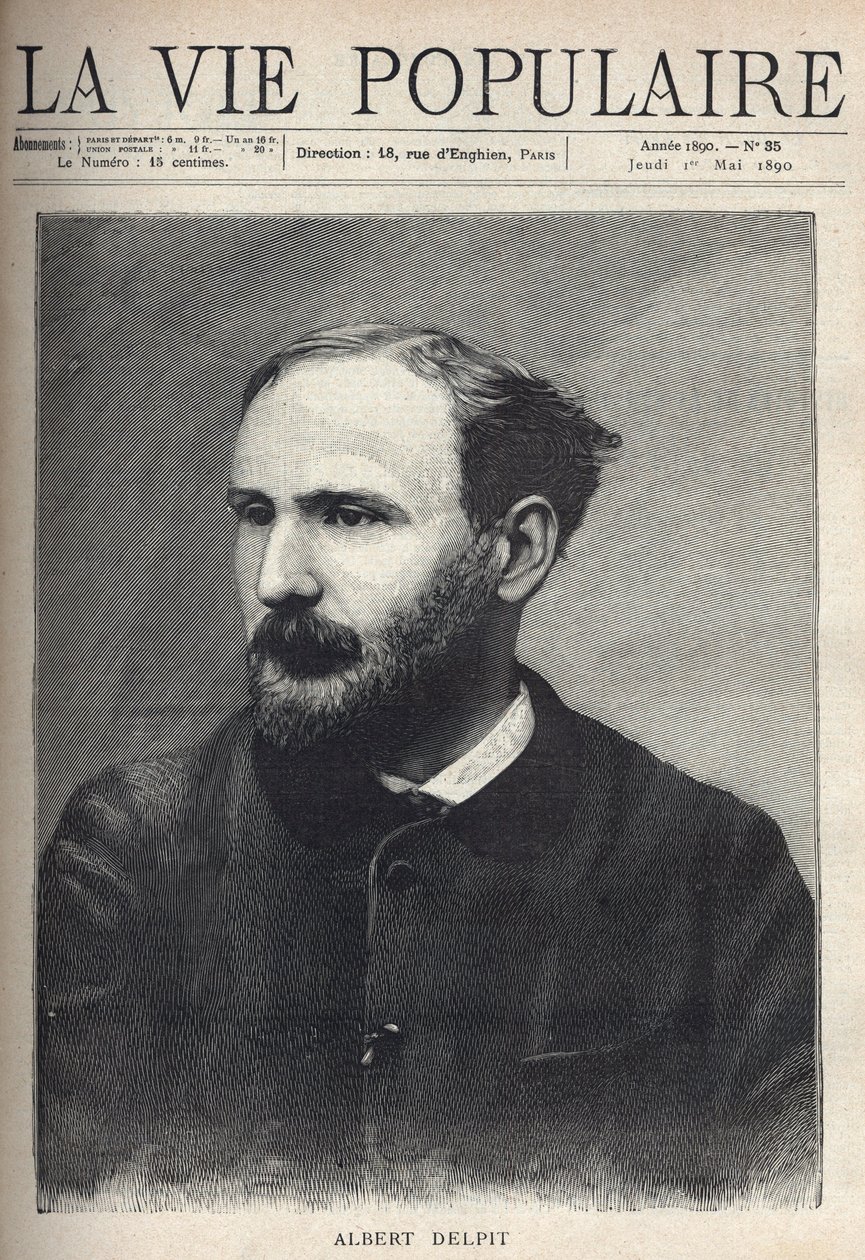Porträt von Albert Delpit (1849-1893), Romanautor und Dramatiker. Gravur in 