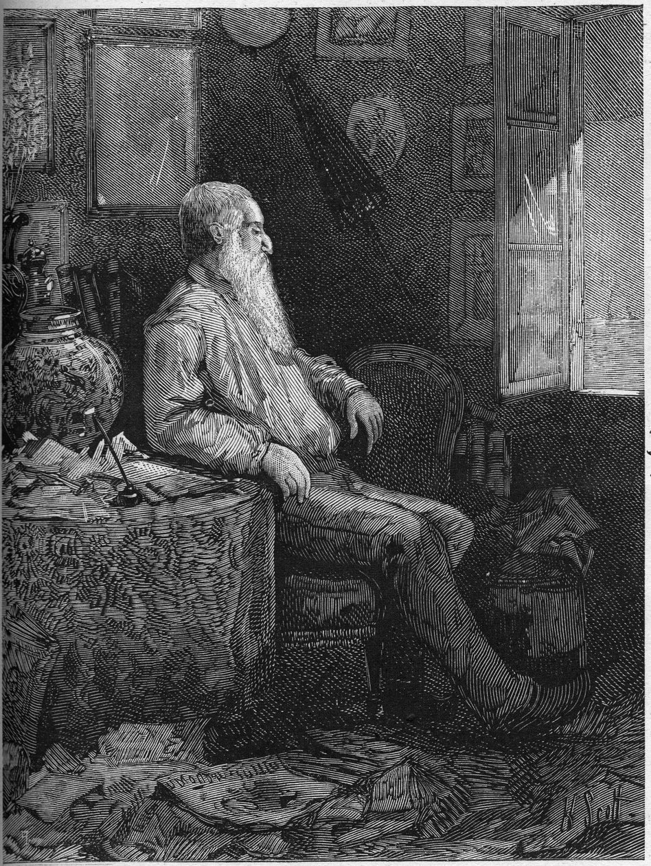 Porträt von Alphonse Karr (1808-1898), französischer Romanautor und Dramatiker. Gravur in „Le Monde Illustré“ Nr. 1122 vom 28. September 1878 von French School