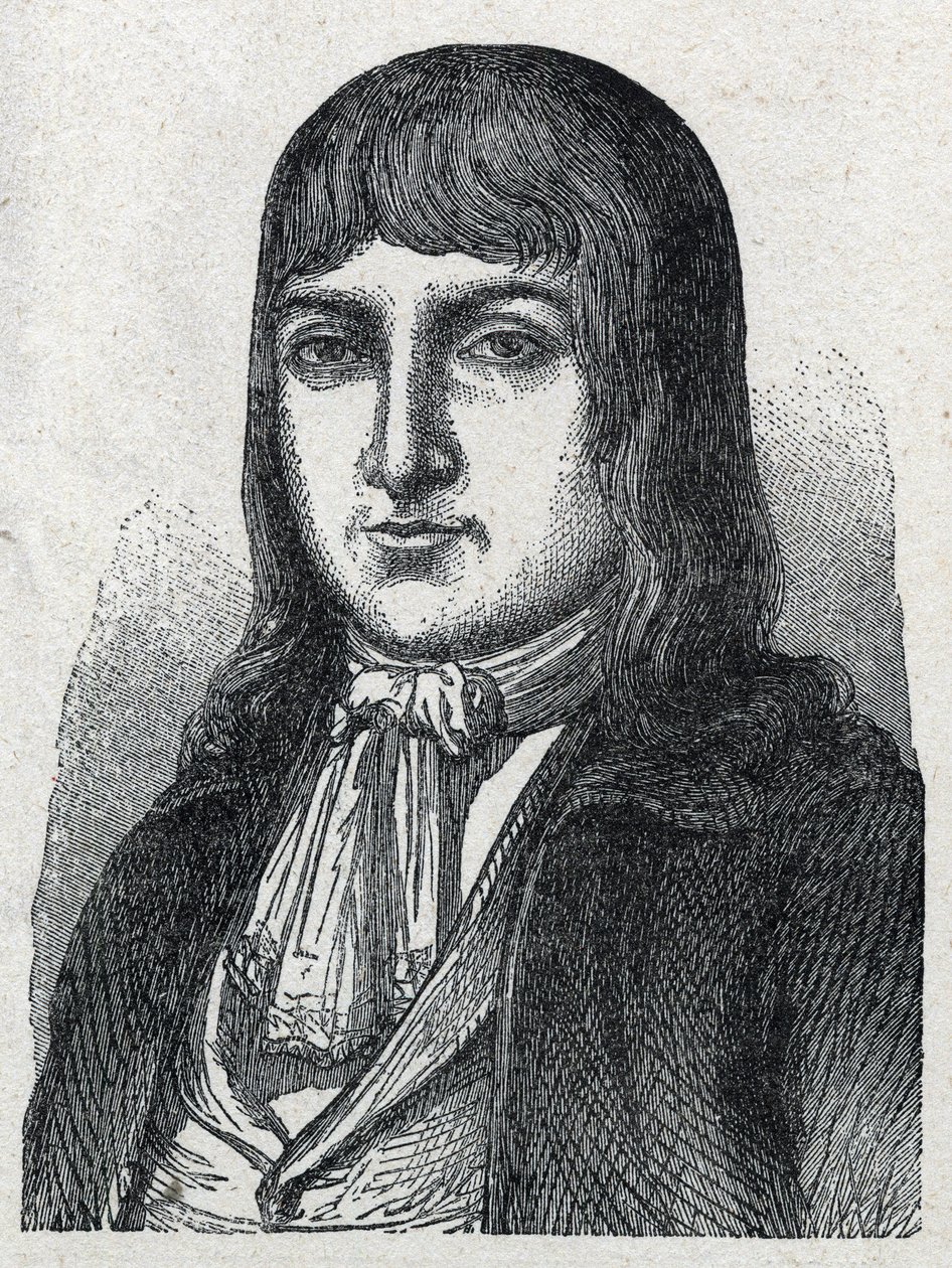 Porträt von Amateur Jérôme Le Bras des Forges, Ritter von Boishardy (Bois hardy oder Bois-Hardy), Chef der Chouans der Französischen Revolution (1762-1795). Gravur von 1889. Private Sammlung. von French School