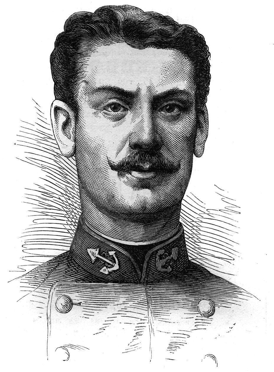 Porträt von Hauptmann Joseph Gallieni (1849-1916), französischer Soldat und Entdecker. Gravur in Le Monde Illustré Nr. 254 vom 9. April 1881 von French School