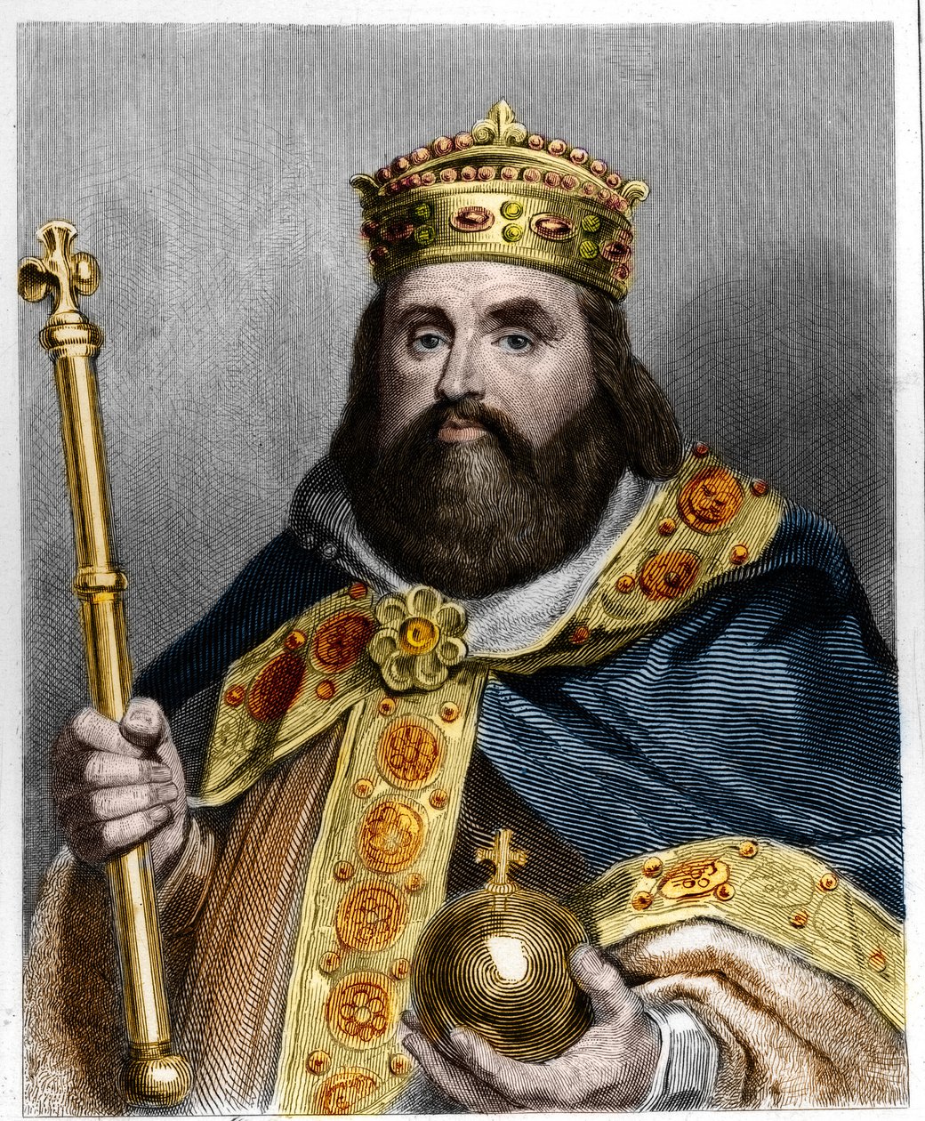 Porträt von Karl III. dem Dicken (839-888), Kaiser des Westens (881-887) und Regent von Frankreich (884-887) - in 