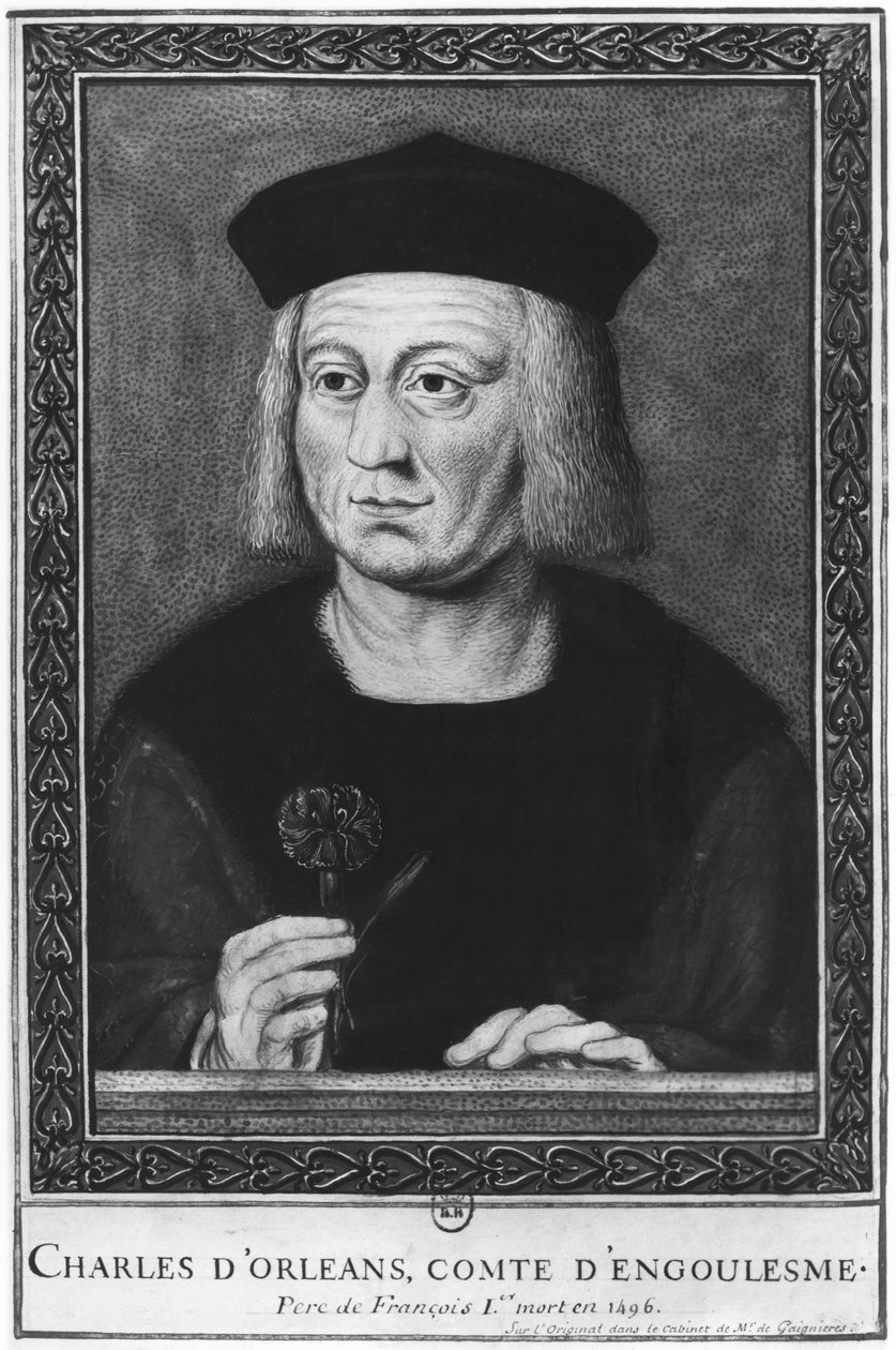 Porträt von Charles von Orleans, Graf von Angoulême, nach dem Original aus der Sammlung Roger de Gaignières (Aquarell auf Papier) von French School