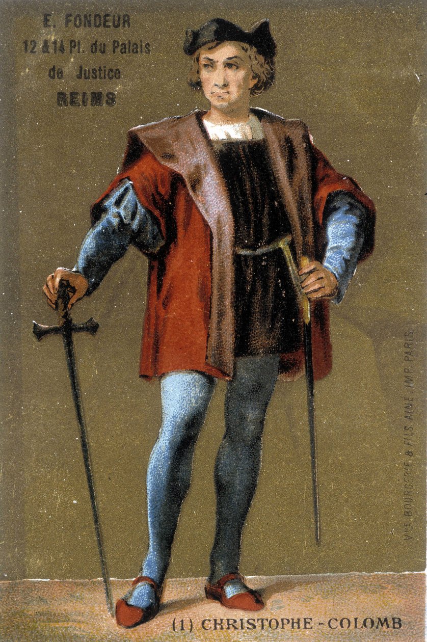 Porträt von Christoph Kolumbus. Chromolithographie des 19. Jahrhunderts von French School