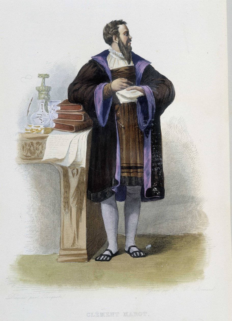 Porträt von Clement des Marets genannt Marot, französischer Dichter (1496-1544) - in „Le Plutarque français“, Hrsg. Mennechet von French School