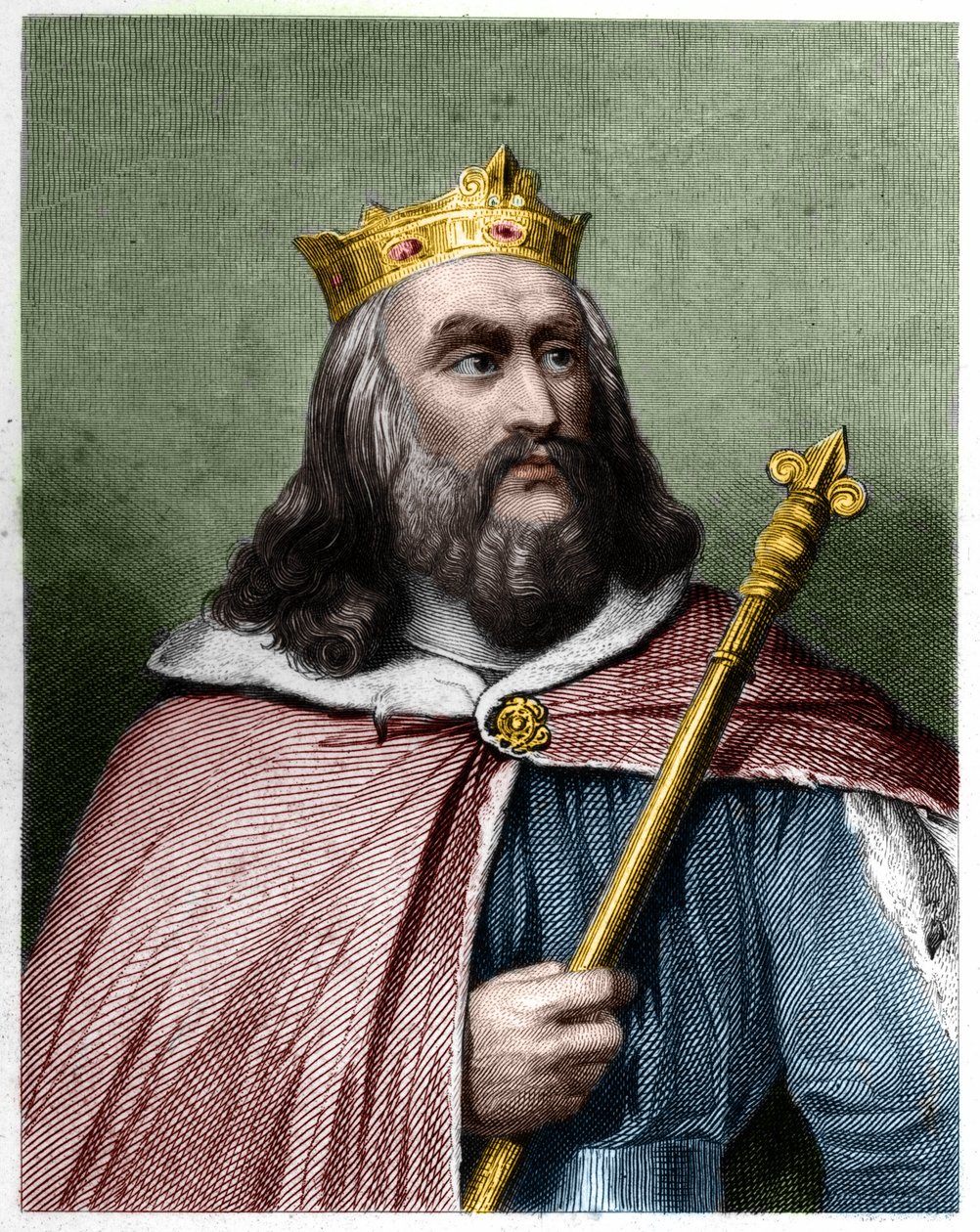 Porträt von Clotaire (Clothaire) II (584 - 628), König von Neustrien und König der Franken - in „Histoire des Francais“ von Lavallee, Gravur, sd. von French School