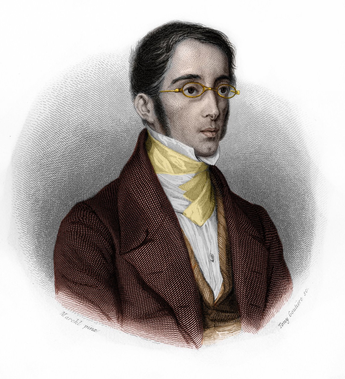 Porträt von Etienne Joseph Louis Garnier-Pages (Garnier Pages) (1801-1841), französischer Politiker. in „LIBRE DES SPEAKERS“ von Louis de Cormenin Timon. 1842. Private Sammlung. von French School