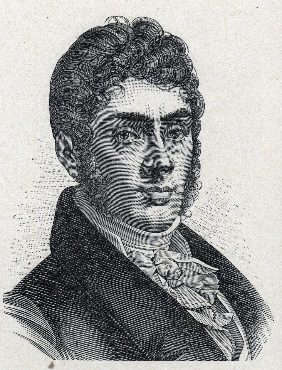 Porträt von Étienne Nicolas Méhul (1763-1817), französischer Komponist. Gravur von 1889. Private Sammlung von French School