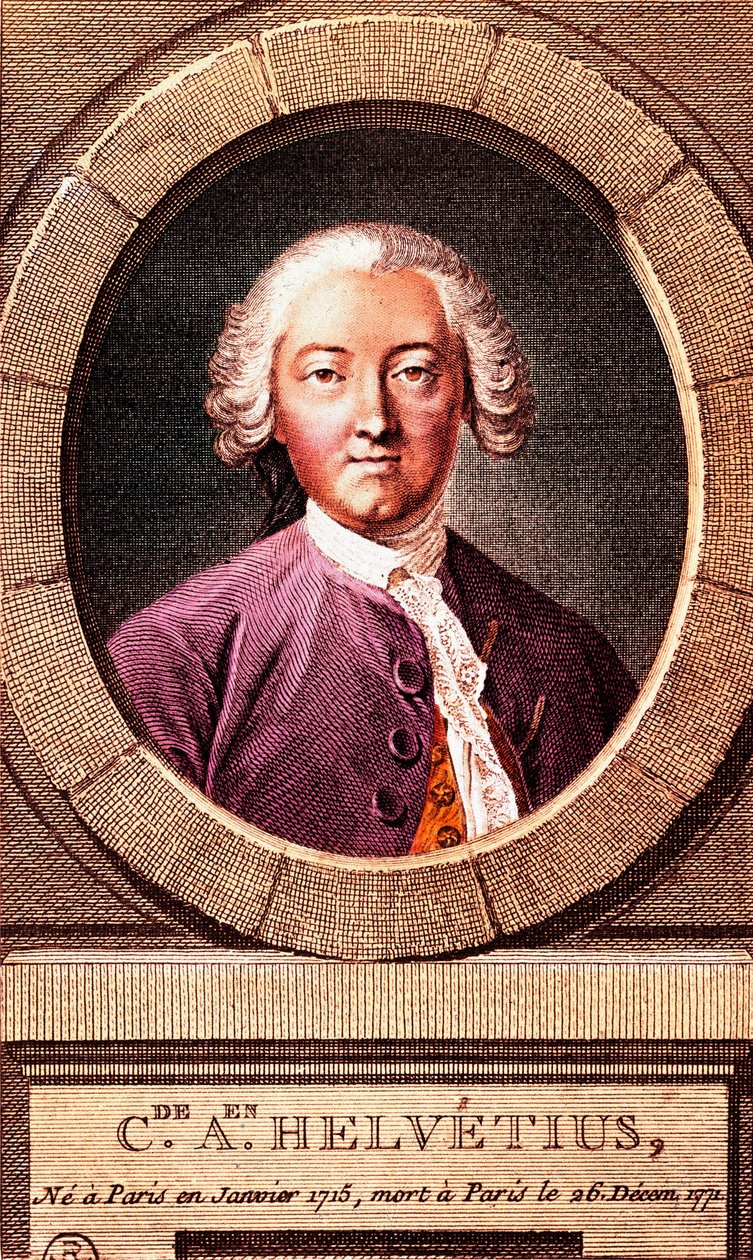 Porträt des französischen Philosophen Claude Adrien Helvetius (1715-1771), Gravur. 1772. von French School