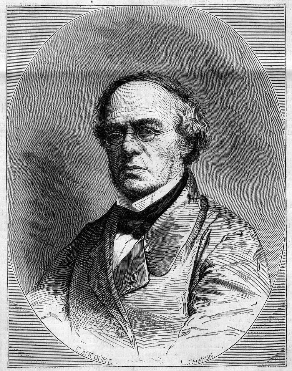 Porträt von Halevy (Jacques Fromental Levy, genannt) (1799-1862), französischer Komponist. Gravur in „Le Monde Illustré“ Nr. 259 vom 29. März von French School