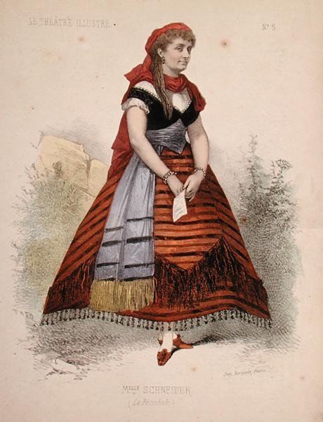 Porträt von Hortense Schneider (1833-1920) in der Rolle der La Perichole in der gleichnamigen Operette von Jacques Offenbach (1819-90), Illustration aus 