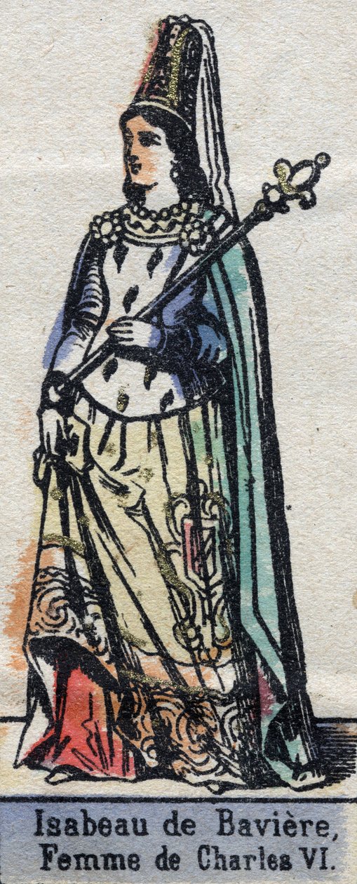 Porträt von Isabeau (Isabelle, Elisabeth) von Bayern (1371-1435), Ehefrau von Karl VI. von Frankreich. (Kapetische Dynastie). Illustration Ende des 19. Jahrhunderts. von French School