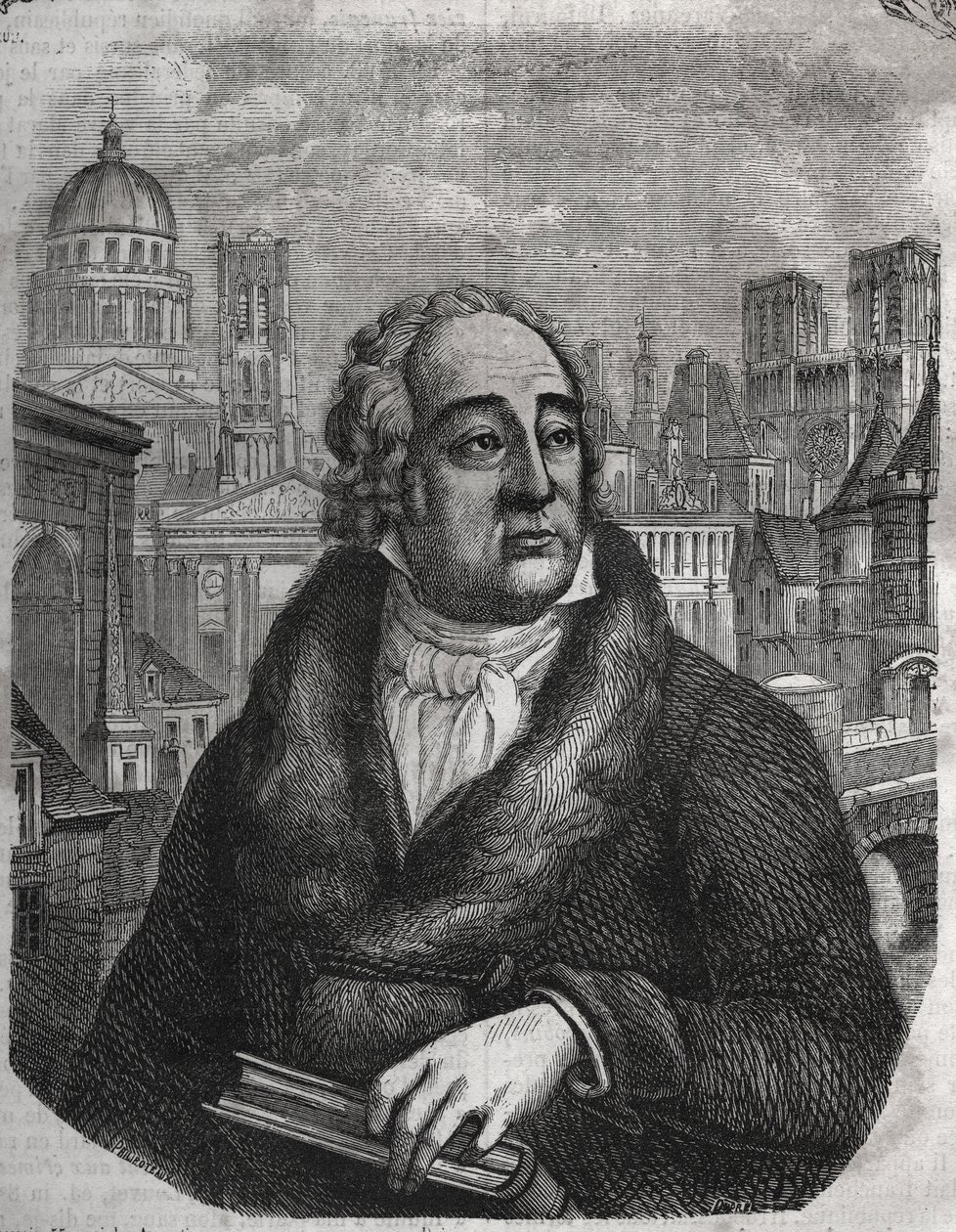 Porträt von Jacques-Antoine Dulaure (1755-1835) französischer Archäologe und Historiker - Gravur in Die physische, zivile und moralische Geschichte von Paris: von den ersten historischen Zeiten bis zur Gegenwart von Jacques Antoine Dulaure. 1853 von French School