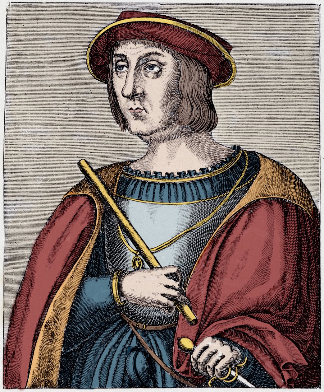 Porträt von Jacques II de Chabannes (La Palice) (1470-1525) Gravur aus „Louis XII et Anne de Bretagne“ von Paul Lacroix, ed Georges Hurtrel von French School