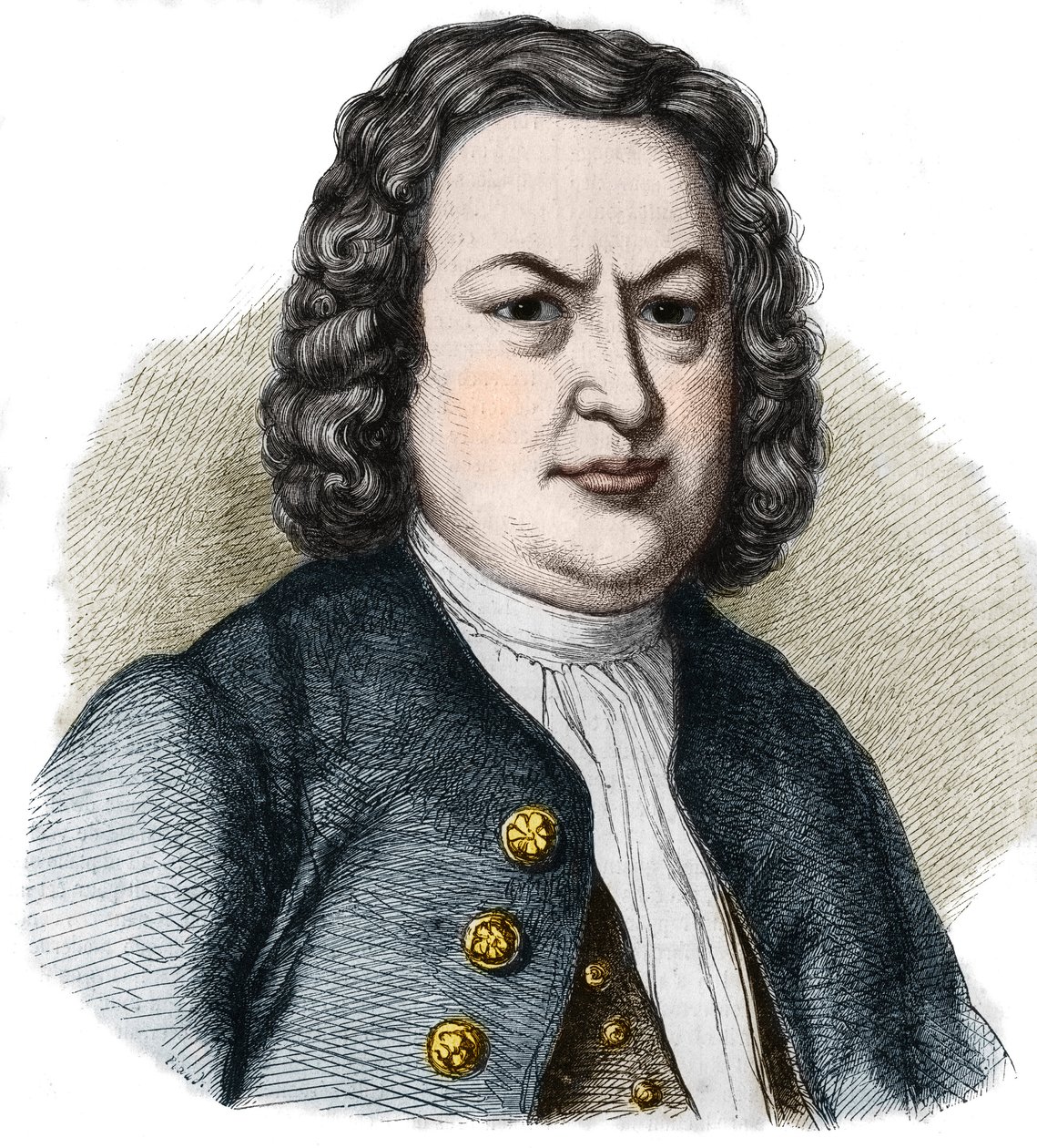 Porträt von Johann Sebastian Bach (1685-1750), deutscher Komponist. Gravur von 1858. von French School