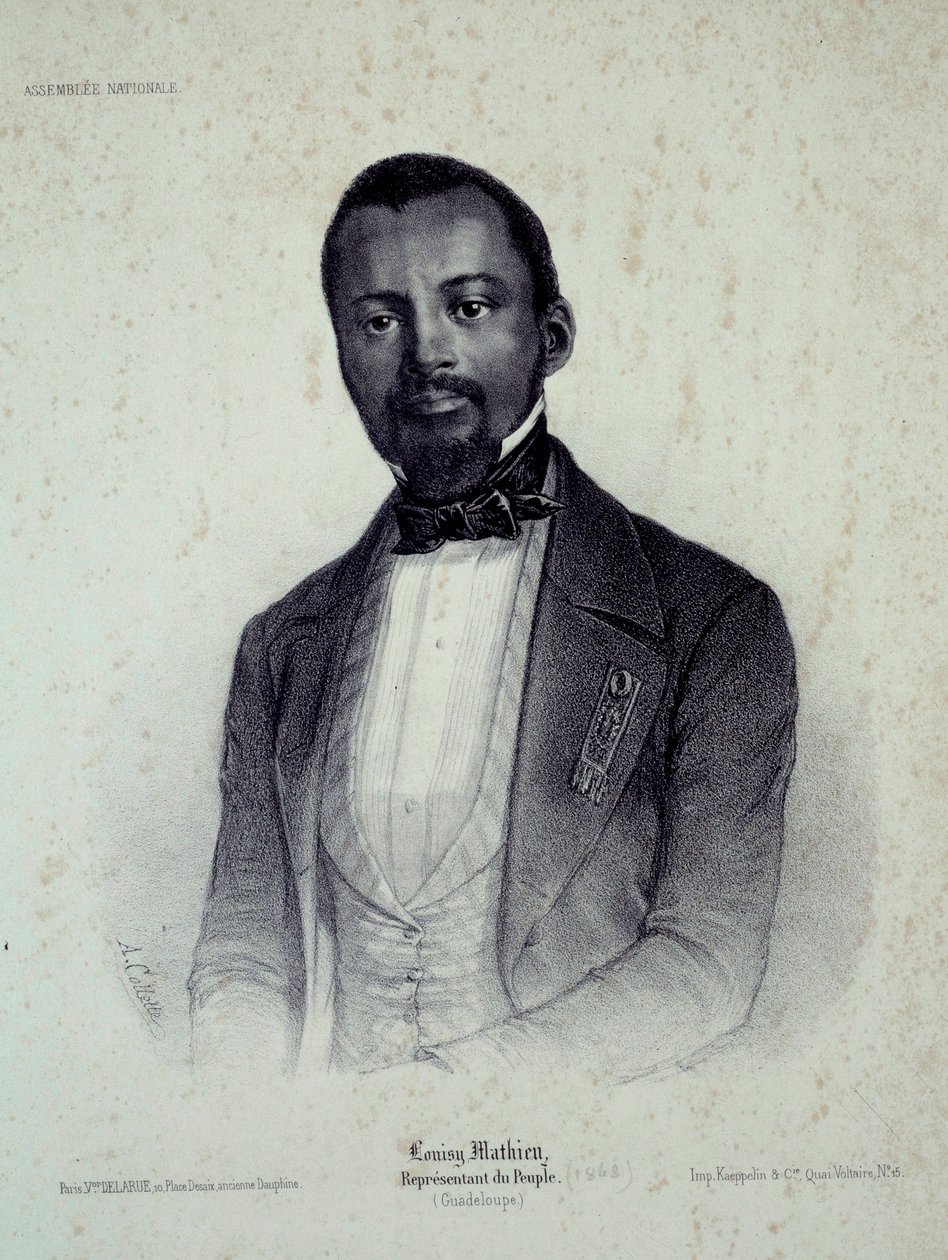 Porträt von Louisy Mathieu (1817-1874), ehemaliger Sklave und Abgeordneter von Guadeloupe. Gravur des 19. Jahrhunderts von French School