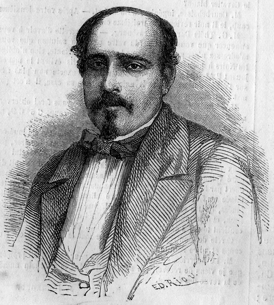 Porträt von Luiz Augusto Rebello da Silva (1822-1871), portugiesischer Schriftsteller. Gravur in „Le Monde Illustré“ Nr. 227 vom 17. August 1861. von French School
