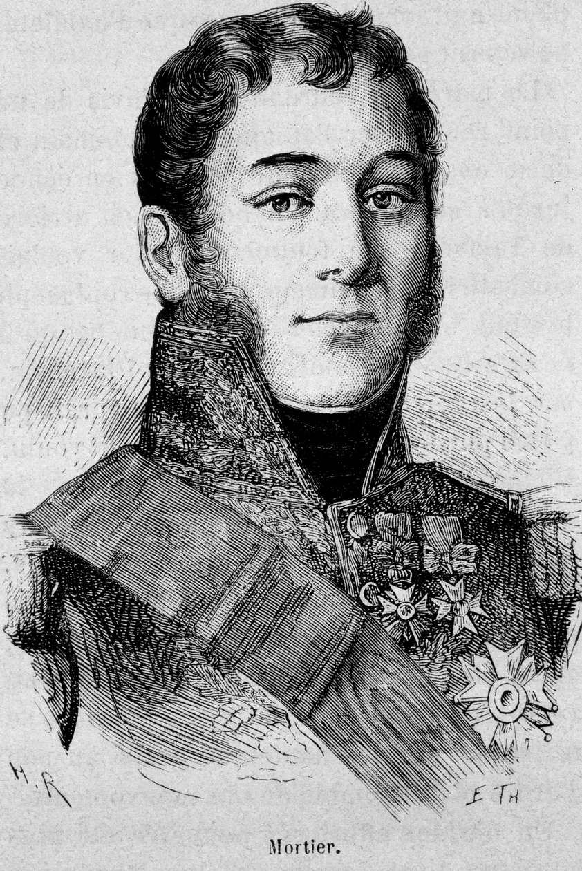 Porträt von Mortier, Herzog von Treviso (1768 - 1835), Marschall von Frankreich, getötet während des Angriffs von Fieschi - in „L