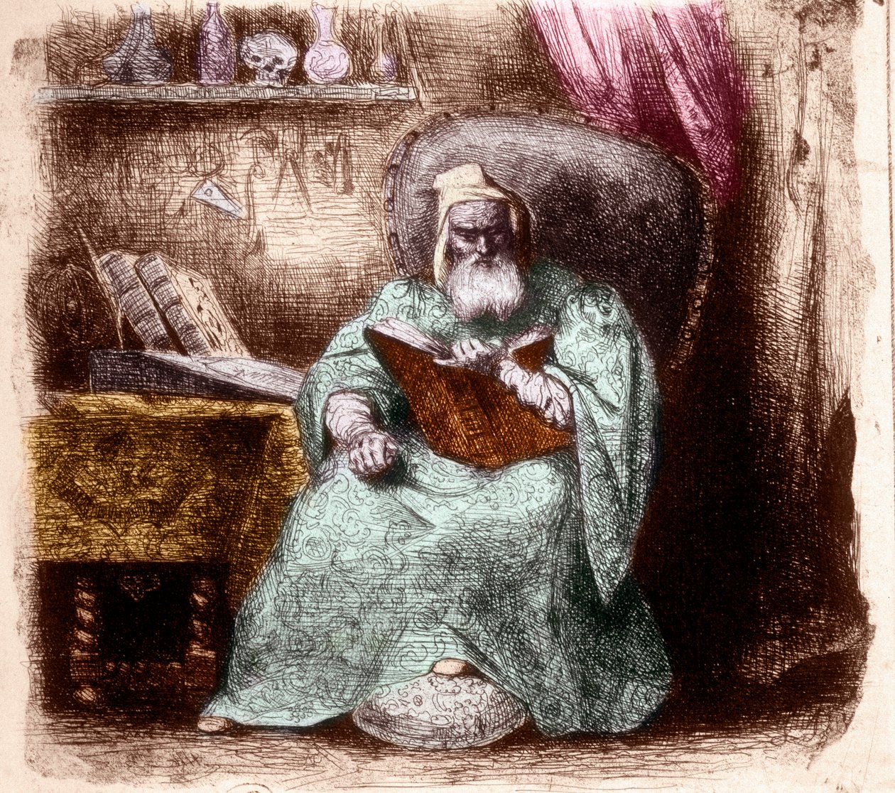 Porträt von Nostradamus, Michel de Notre Dame (Gravur) von French School