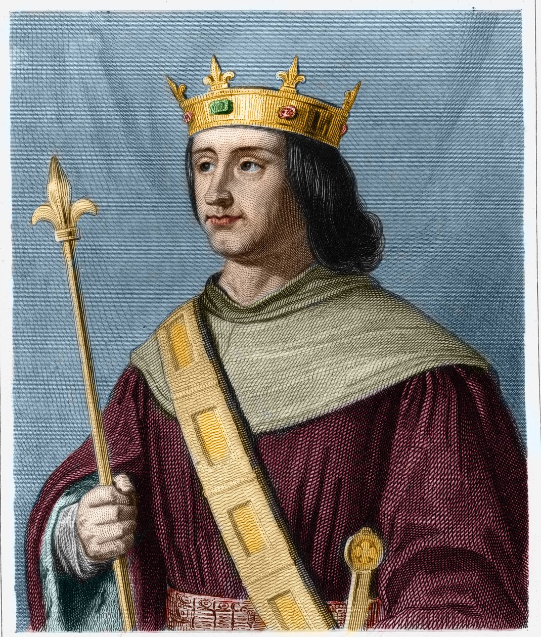 Porträt von Philippe VI. de Valois (1294 - 1350), König von Frankreich - in „Histoire des Francais“ von Lavallee, Gravur, undatiert von French School