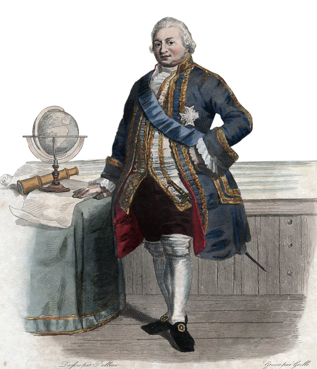 Porträt von Pierre André de Suffren de Saint Tropez, Bailli von Suffren (1729-1788), französischer Admiral. Illustration aus 