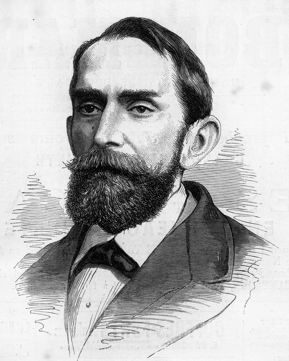 Porträt von Rafael Wenceslao Núñez Moledo (1825-1894), Präsident von Kolumbien. Gravur in „Le Monde Illustré“ Nr. 1210 vom 5. Juni von French School