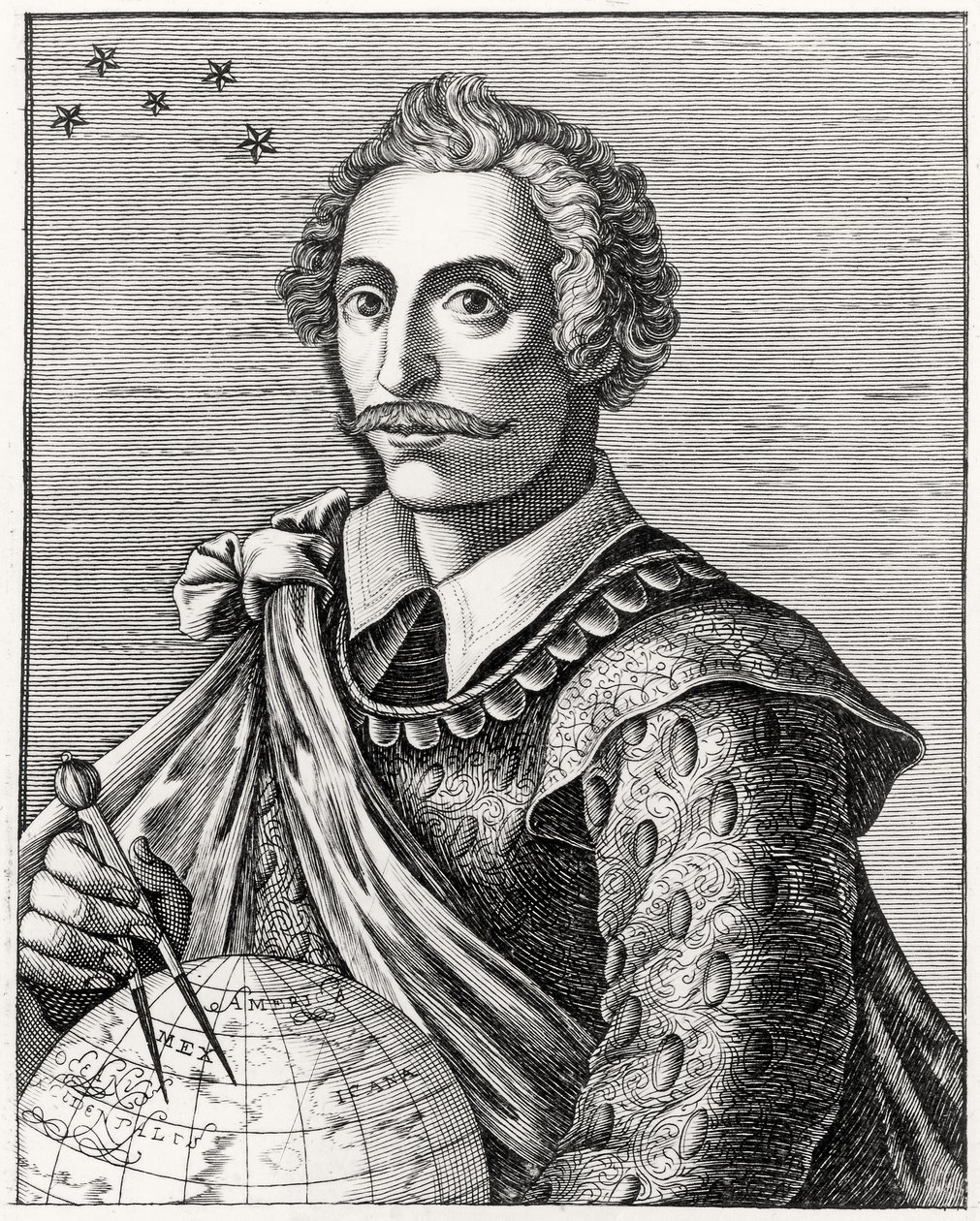 Porträt von Thomas Cavendish (1560-92), graviert von L. Armessin von French School