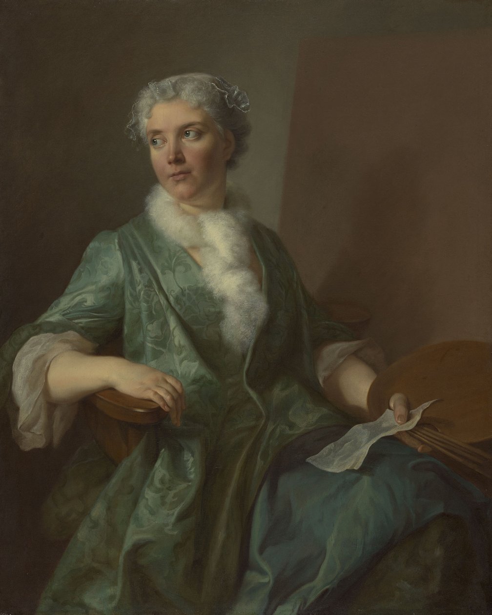 Porträt einer Künstlerin, ca. 1735 von French School