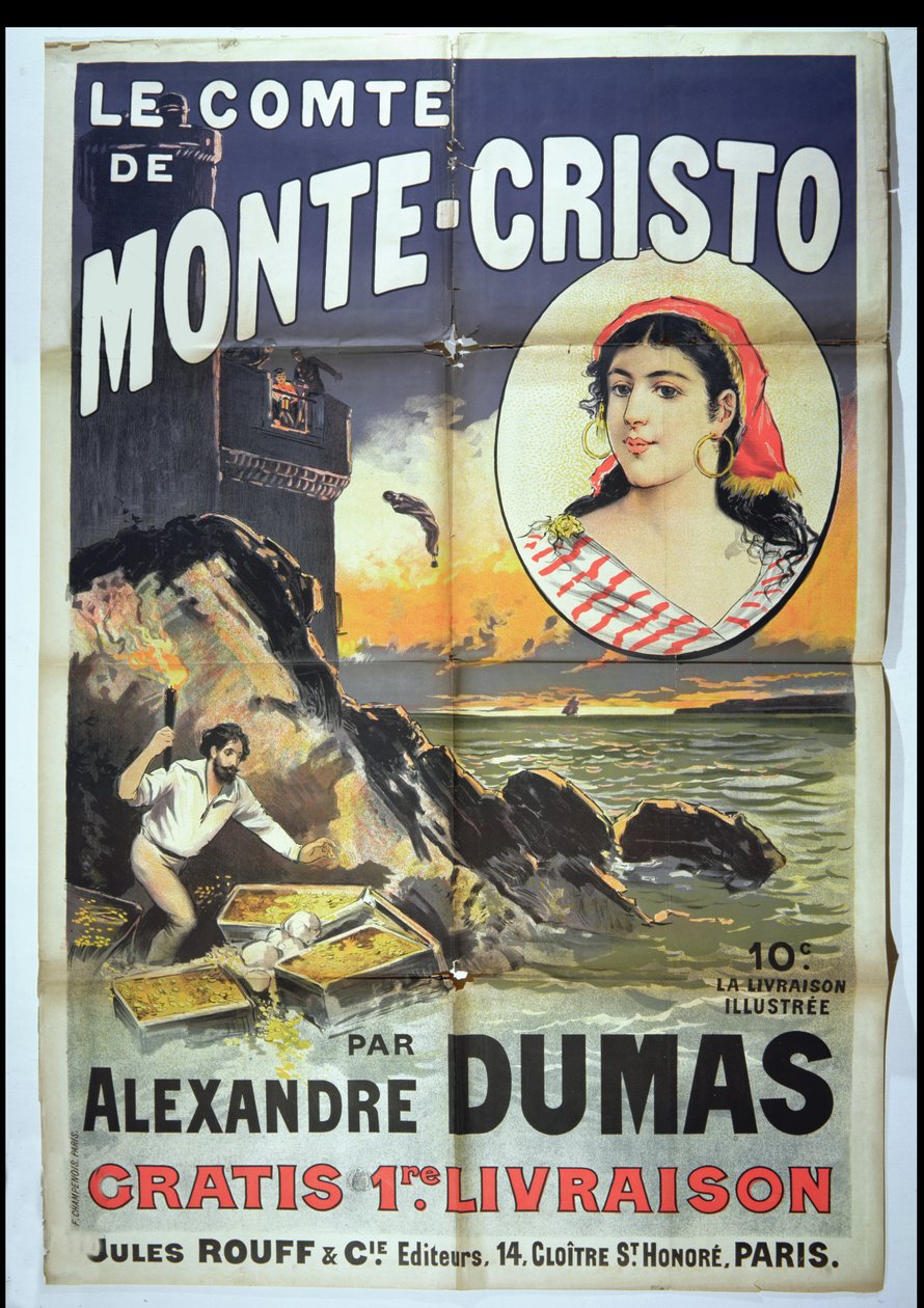 Plakat für Le Comte de Monte Cristo von Alexandre Dumas Père (1802-70) von French School