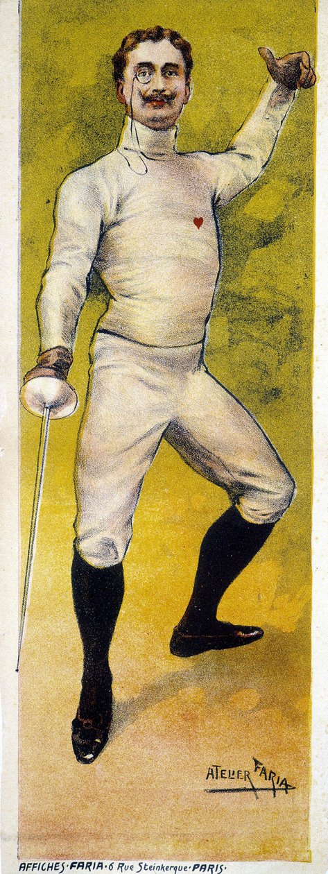 Plakat für Fechten, entworfen von der Faria-Werkstatt in Paris im Jahr 1898 von French School