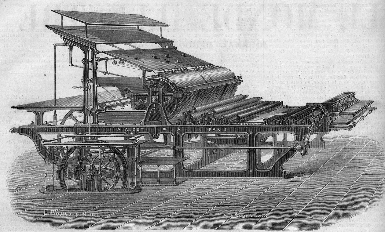 Druck: Typografische Maschine von M. Alauzet von French School