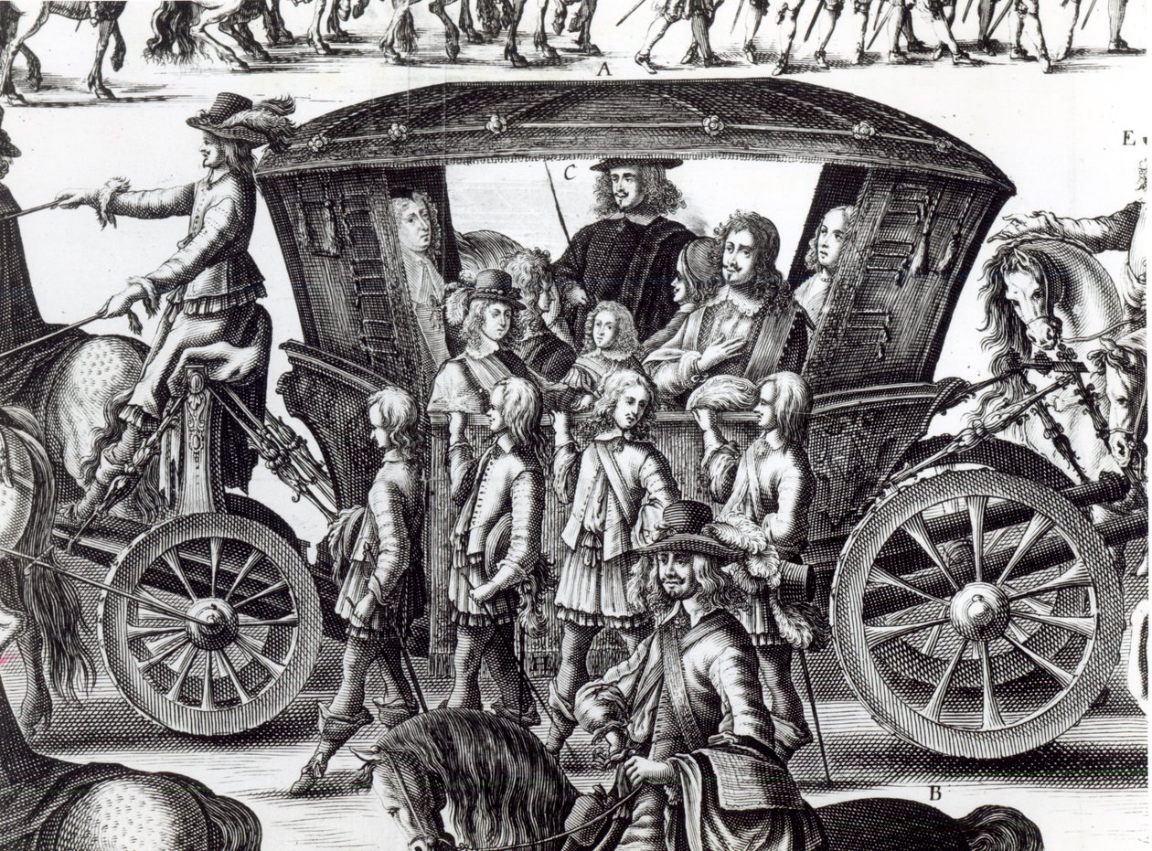 Prozession des Einzugs des jungen Königs Ludwig XIV. als Kind in die Stadt Paris am 18. August 1649 (Detail) von French School