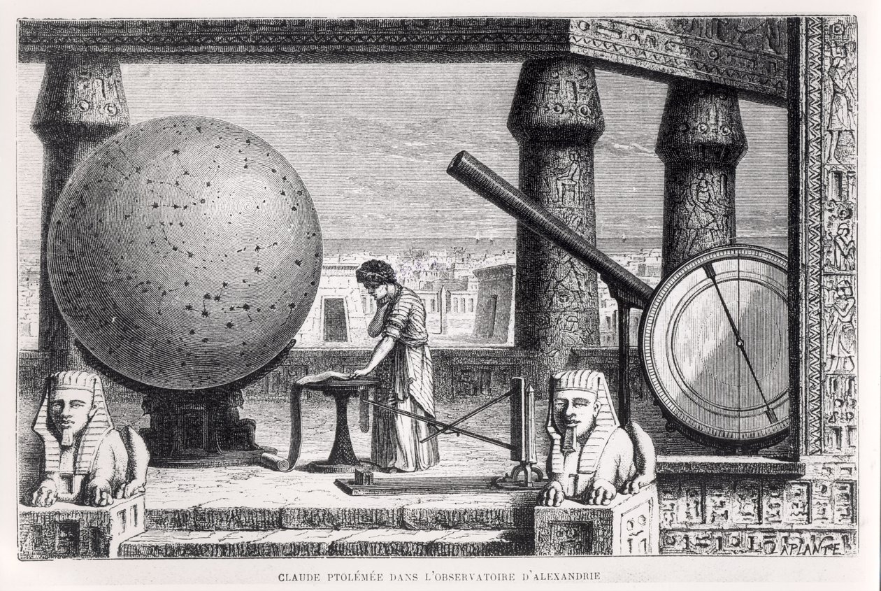 Ptolemäus (ca. 90-168) (Claudius Ptolemaeus) im Observatorium von Alexandria, aus La Vie des Savants Illustres von Louis Figuier von French School