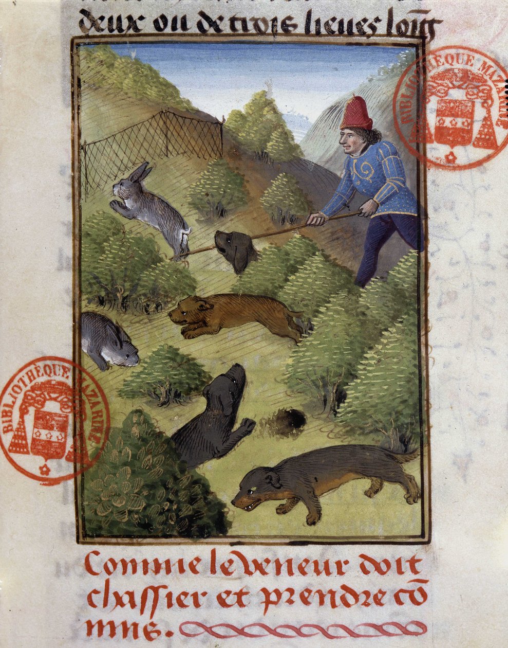 Kaninchenjagd - aus „Hunting Book of Gaston Phoebus, Count of Foix, Lord of Béarn“ von French School