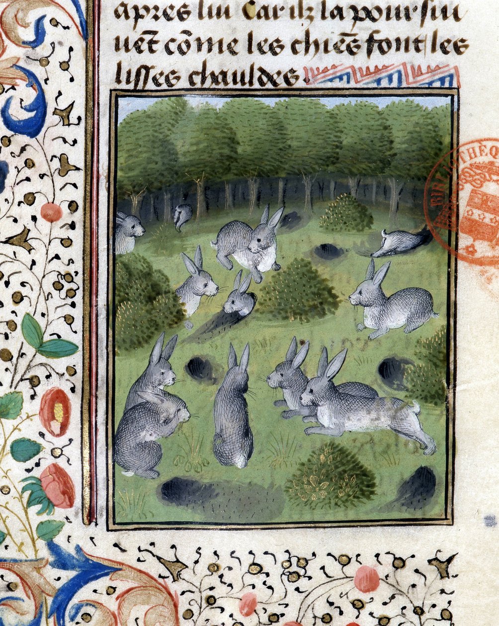 Kaninchen - im „Jagd-Buch von Gaston Phoebus, Graf von Foix, Herr von Béarn“ von French School
