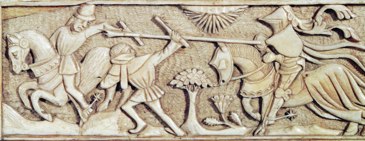 Relief, das kämpfende Ritter darstellt, (Detail) von French School