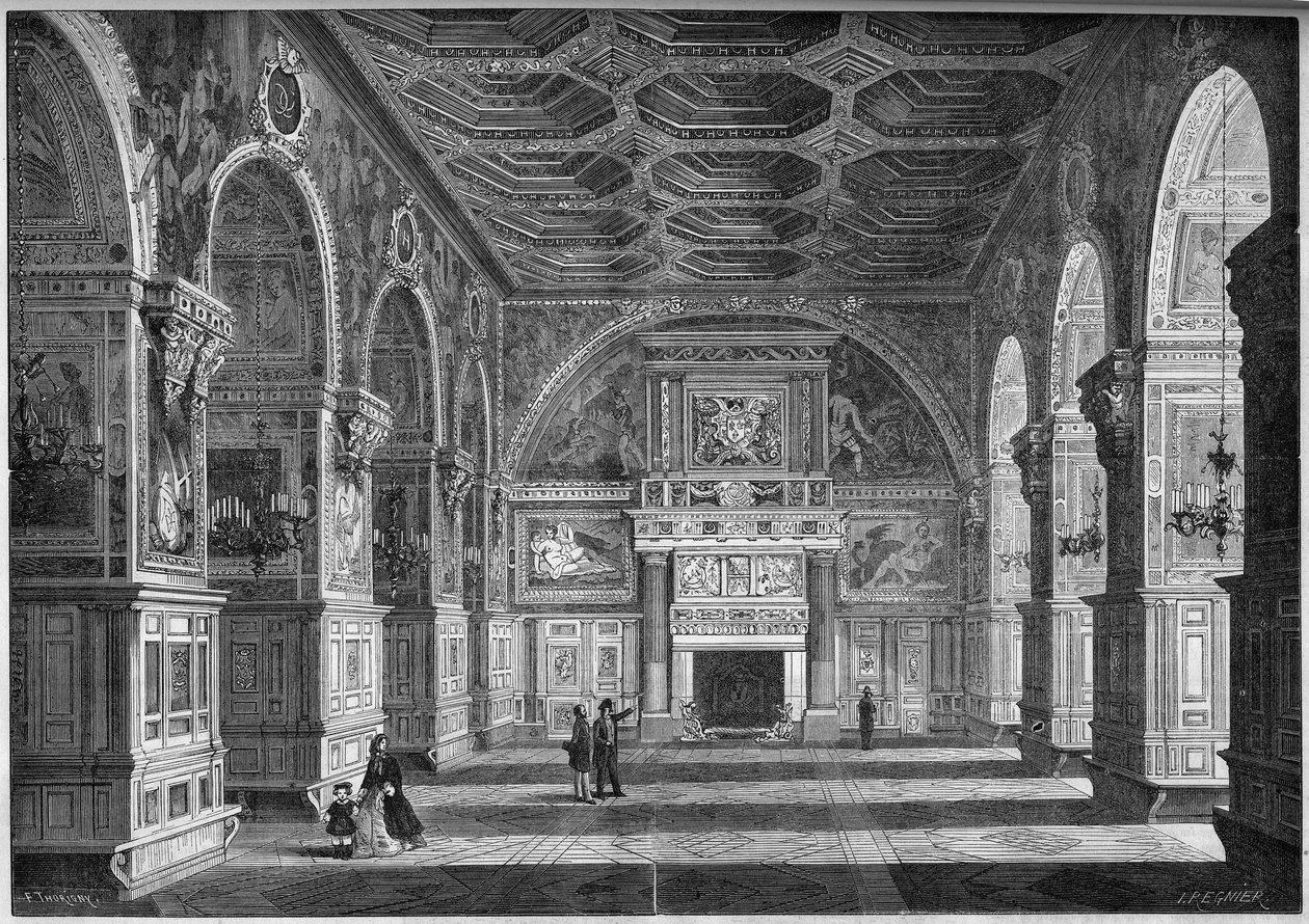 Renaissance-Architektur: Gesamtansicht des Ballsaals mit französischer Decke, realisiert von Niccolo dell