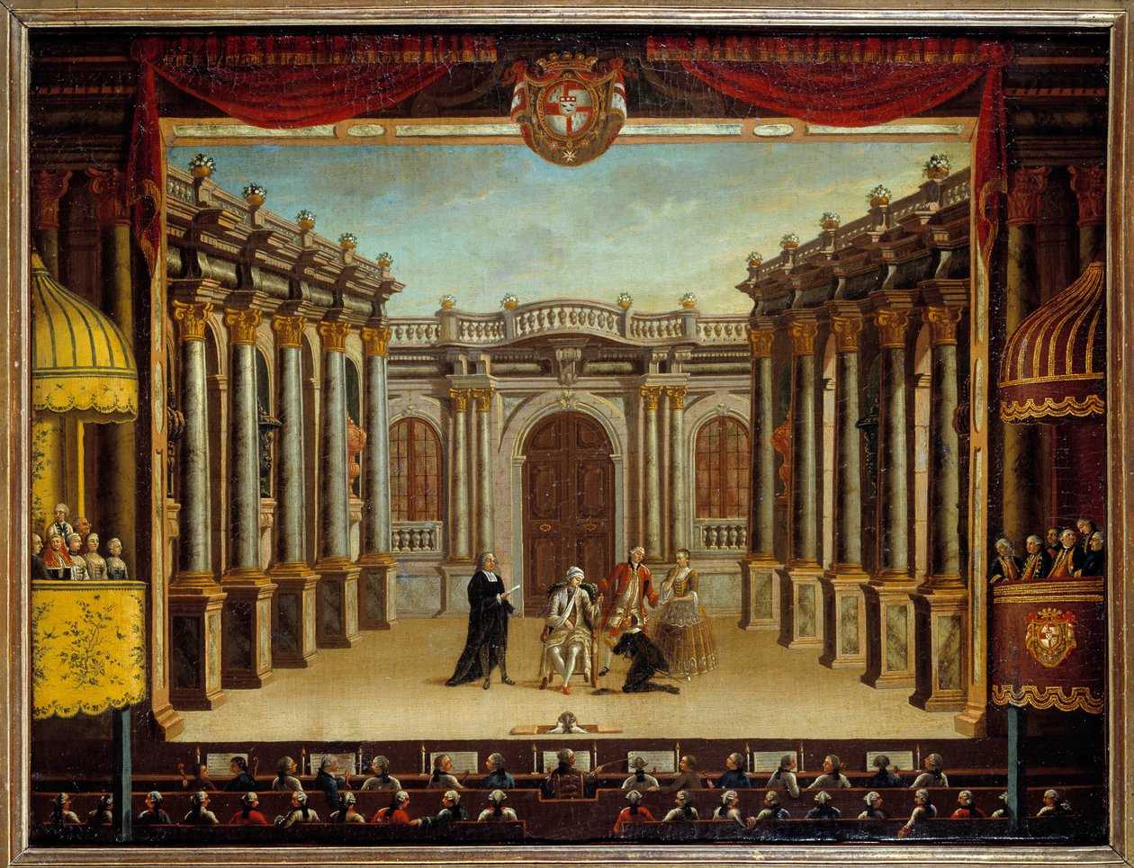Darstellung des „Eingebildeten Kranken“ von Molière im Minorca-Theater, Spanien von French School