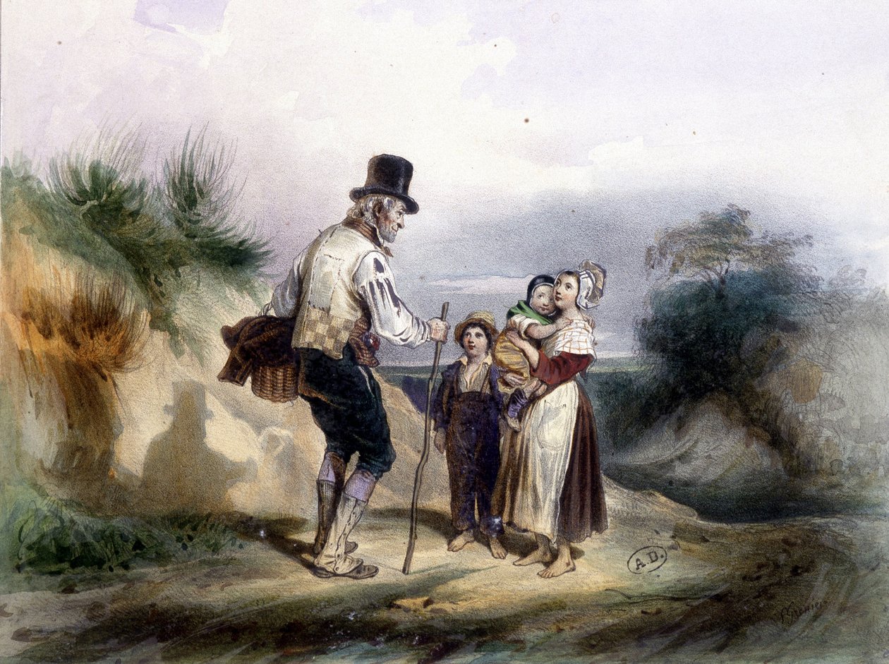 Reproduktion eines Gemäldes von Grenier von French School