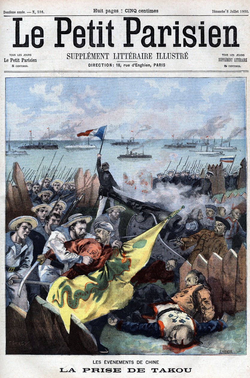 Boxeraufstand (1898-1900): Die Alliierten erobern Takou in China - in „Le Petit Parisien“ von French School
