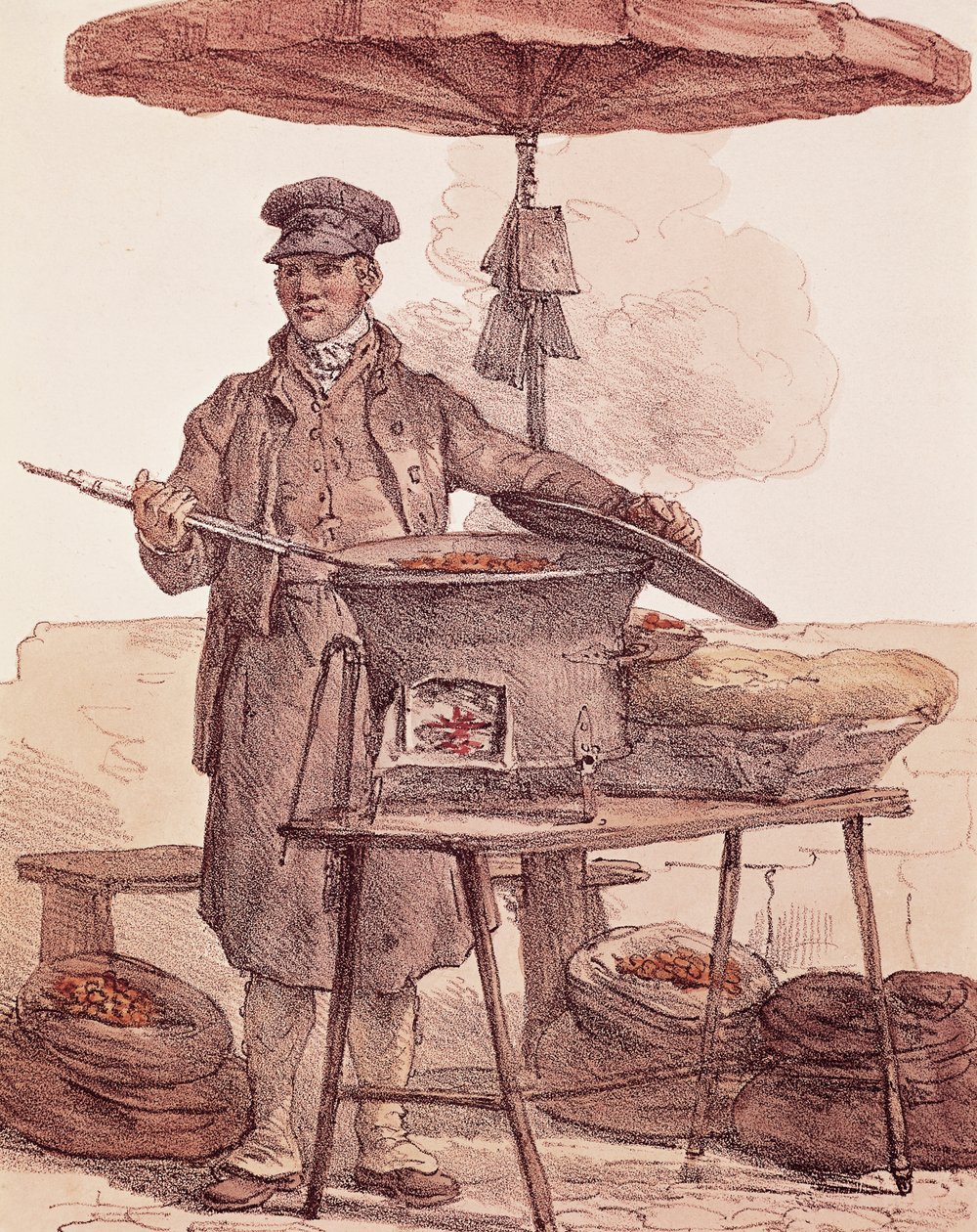 Maroniverkäufer, Druck, Frankreich von French School