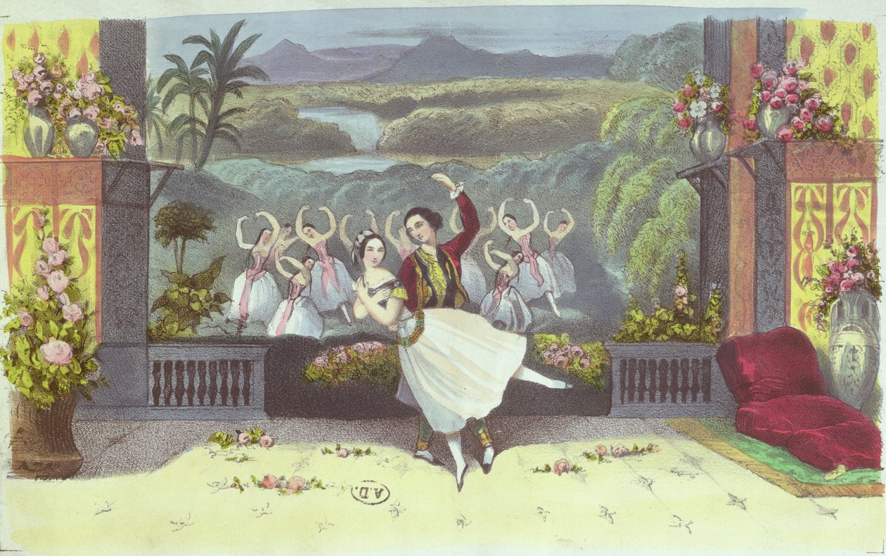 Szene aus La Péri von Jean Coralli (1779-1854) und Théophile Gautier (1811-72) 1843 von French School
