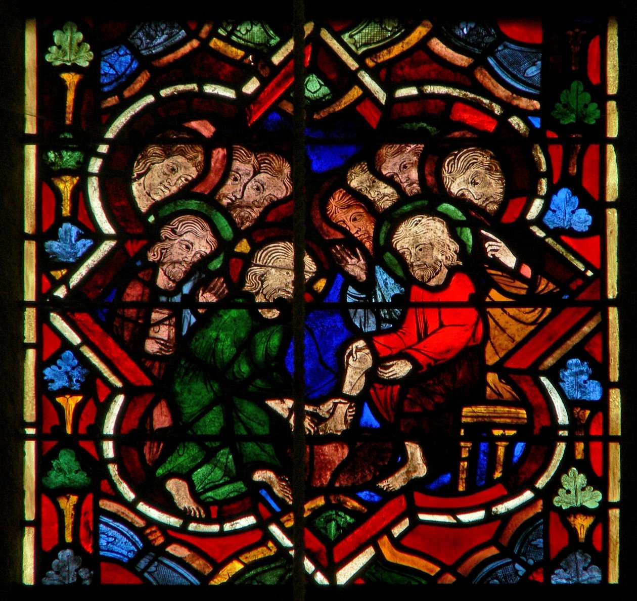 Szene im Ostfenster, Darstellung von Christus wäscht seinen Jüngern die Füße von French School