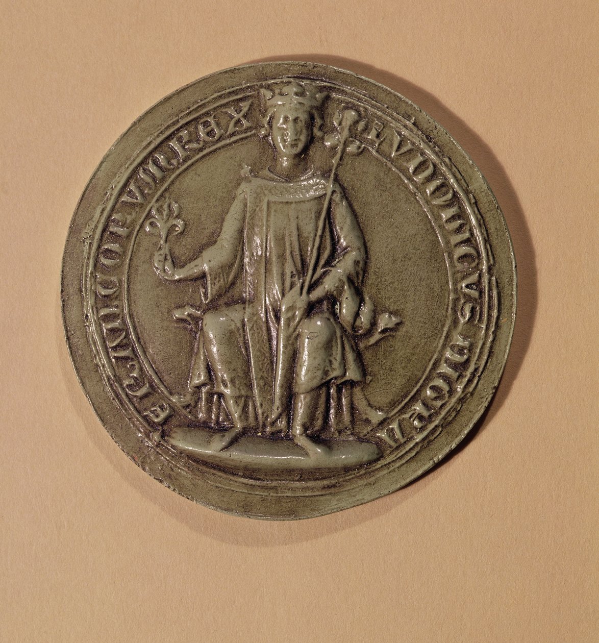 Siegel von Ludwig IX. (1214-70) mit Zepter und Lilie, ca. 1252 von French School