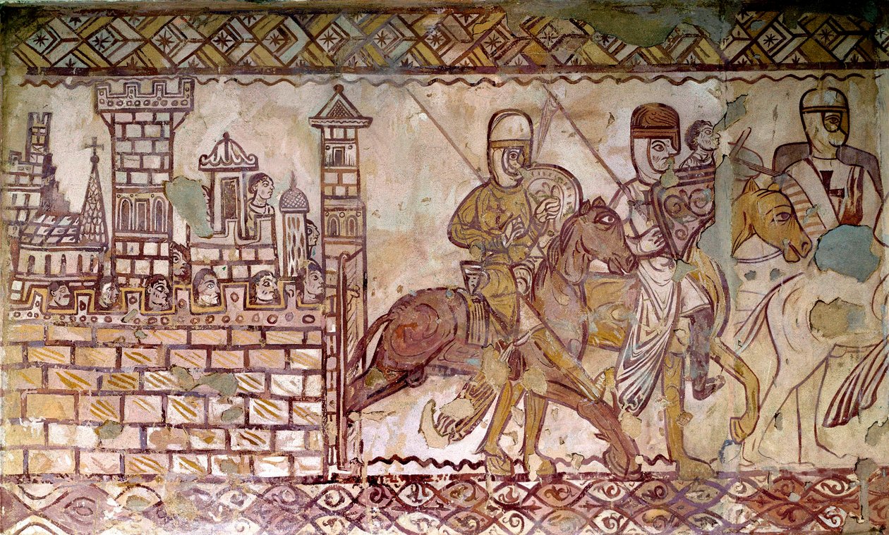 Zweiter Kreuzzug (1147-1149): der Beginn der Kreuzzüge. Fresko der Kapelle von Cressac von French School