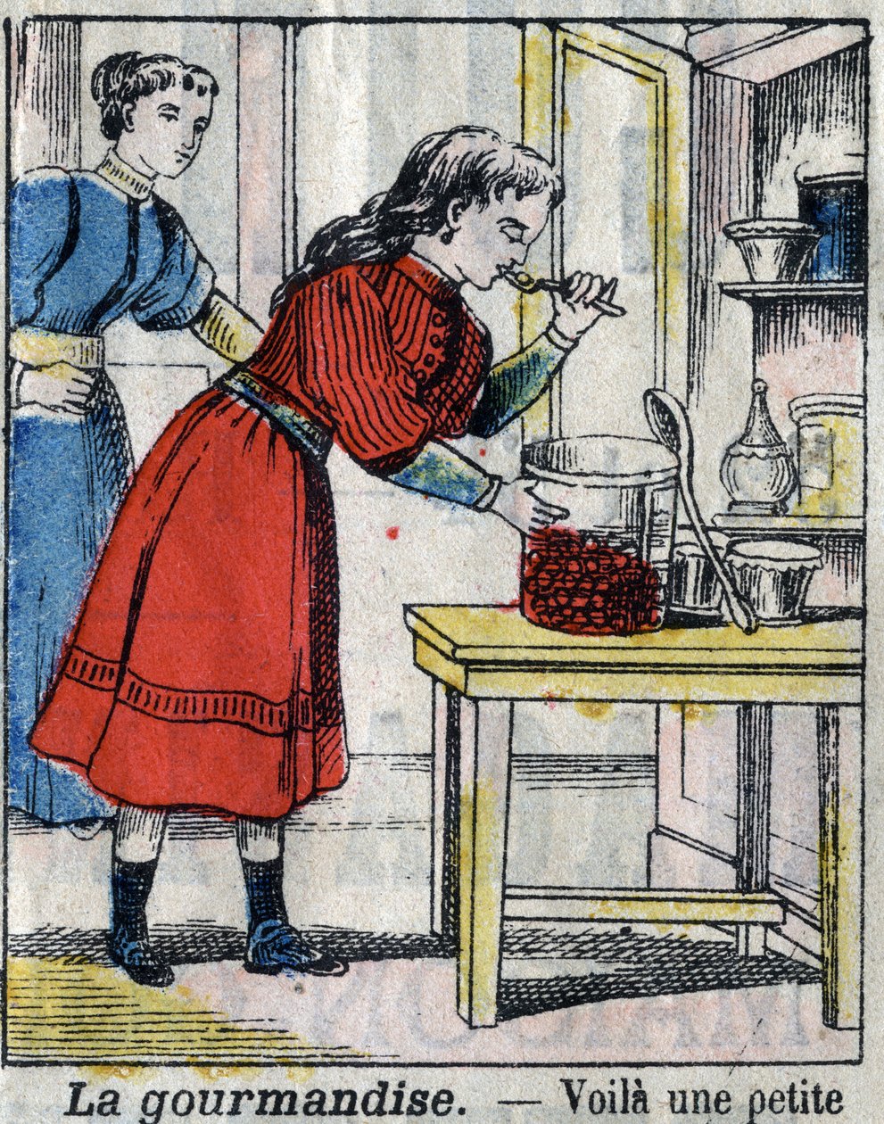 Die sieben Todsünden: Völlerei. Epinal-Bild Ende des 19. Jahrhunderts. (I sette peccati o vizi capitali) von French School