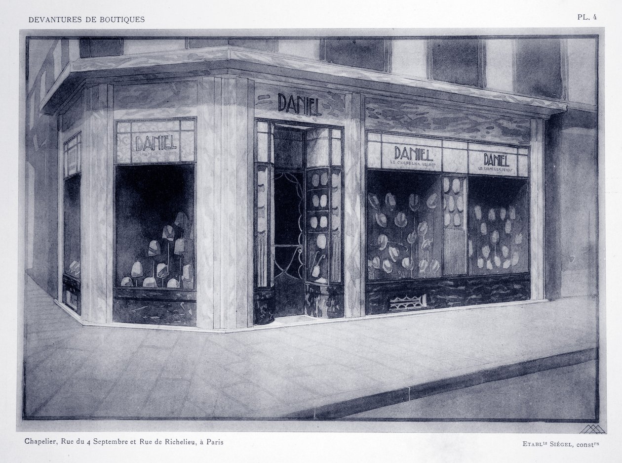 Ladenfront, Platte 4, Illustration aus Devantures de Boutiques von Louis-Pierre Sezille, Paris, 1927 von French School